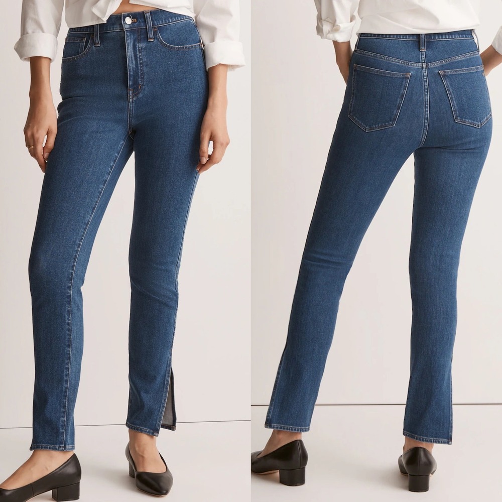Madewell 11" High-Rise Roadtripper Supersoft Skinny Jeans Slit Hem Indigo Sz 28 - Picture 2 of 9